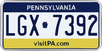 PA license plate LGX7392