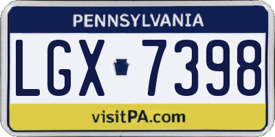 PA license plate LGX7398