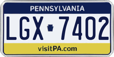 PA license plate LGX7402