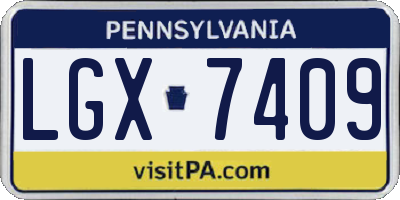 PA license plate LGX7409