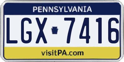PA license plate LGX7416