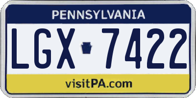 PA license plate LGX7422