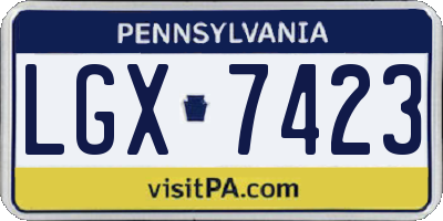 PA license plate LGX7423