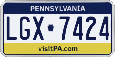 PA license plate LGX7424