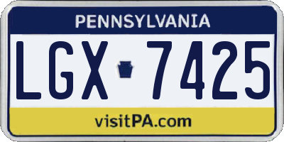 PA license plate LGX7425