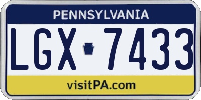 PA license plate LGX7433