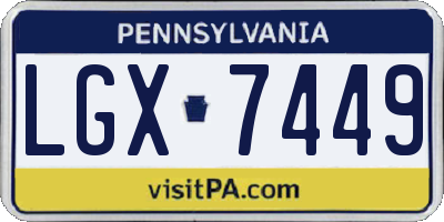 PA license plate LGX7449