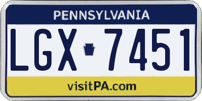 PA license plate LGX7451