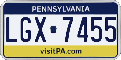 PA license plate LGX7455