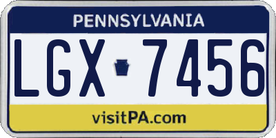 PA license plate LGX7456