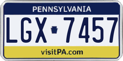 PA license plate LGX7457