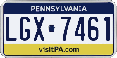PA license plate LGX7461