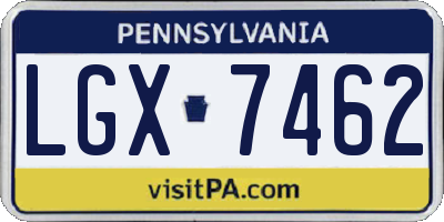 PA license plate LGX7462