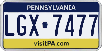 PA license plate LGX7477