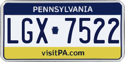 PA license plate LGX7522