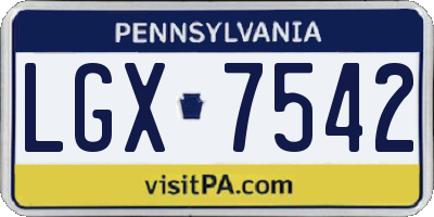 PA license plate LGX7542