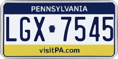 PA license plate LGX7545