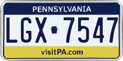 PA license plate LGX7547
