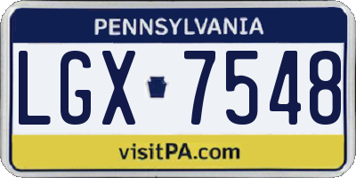 PA license plate LGX7548