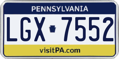 PA license plate LGX7552