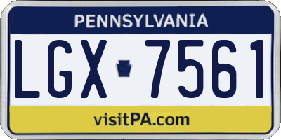 PA license plate LGX7561