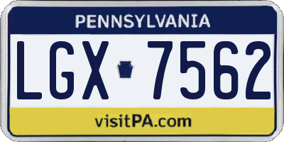 PA license plate LGX7562