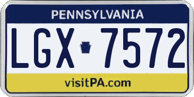 PA license plate LGX7572