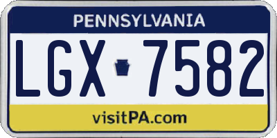 PA license plate LGX7582