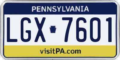 PA license plate LGX7601