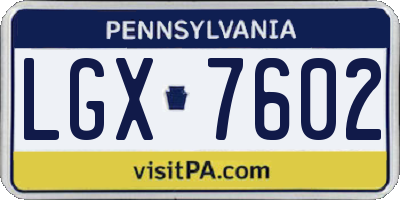 PA license plate LGX7602