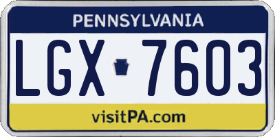 PA license plate LGX7603