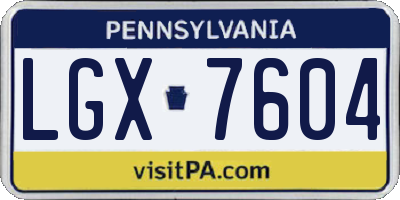 PA license plate LGX7604