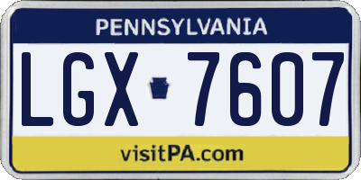 PA license plate LGX7607