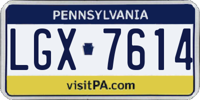 PA license plate LGX7614
