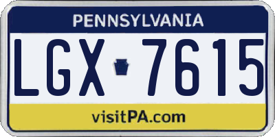 PA license plate LGX7615