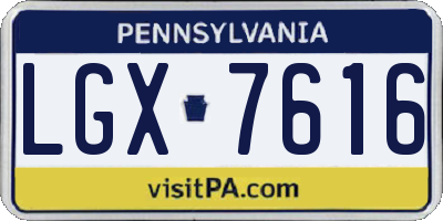 PA license plate LGX7616