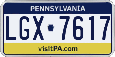 PA license plate LGX7617