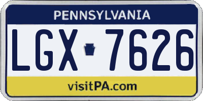 PA license plate LGX7626