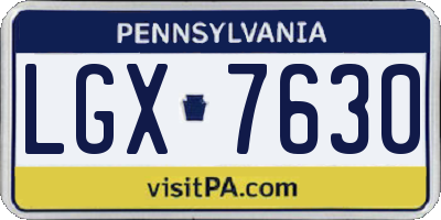 PA license plate LGX7630