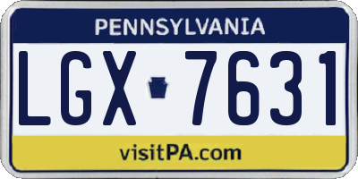 PA license plate LGX7631