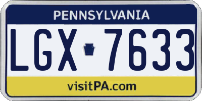 PA license plate LGX7633