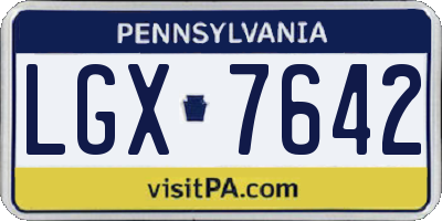 PA license plate LGX7642