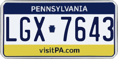 PA license plate LGX7643
