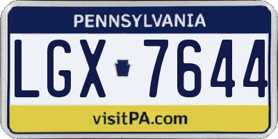PA license plate LGX7644