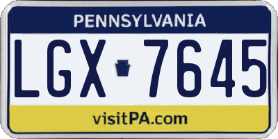 PA license plate LGX7645