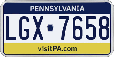 PA license plate LGX7658