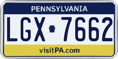 PA license plate LGX7662
