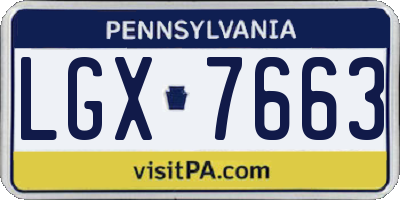 PA license plate LGX7663