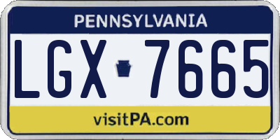 PA license plate LGX7665