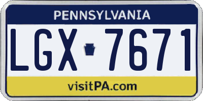 PA license plate LGX7671